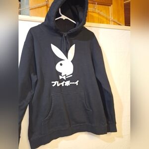 PLAYBOY Black Hoodie with White Logo